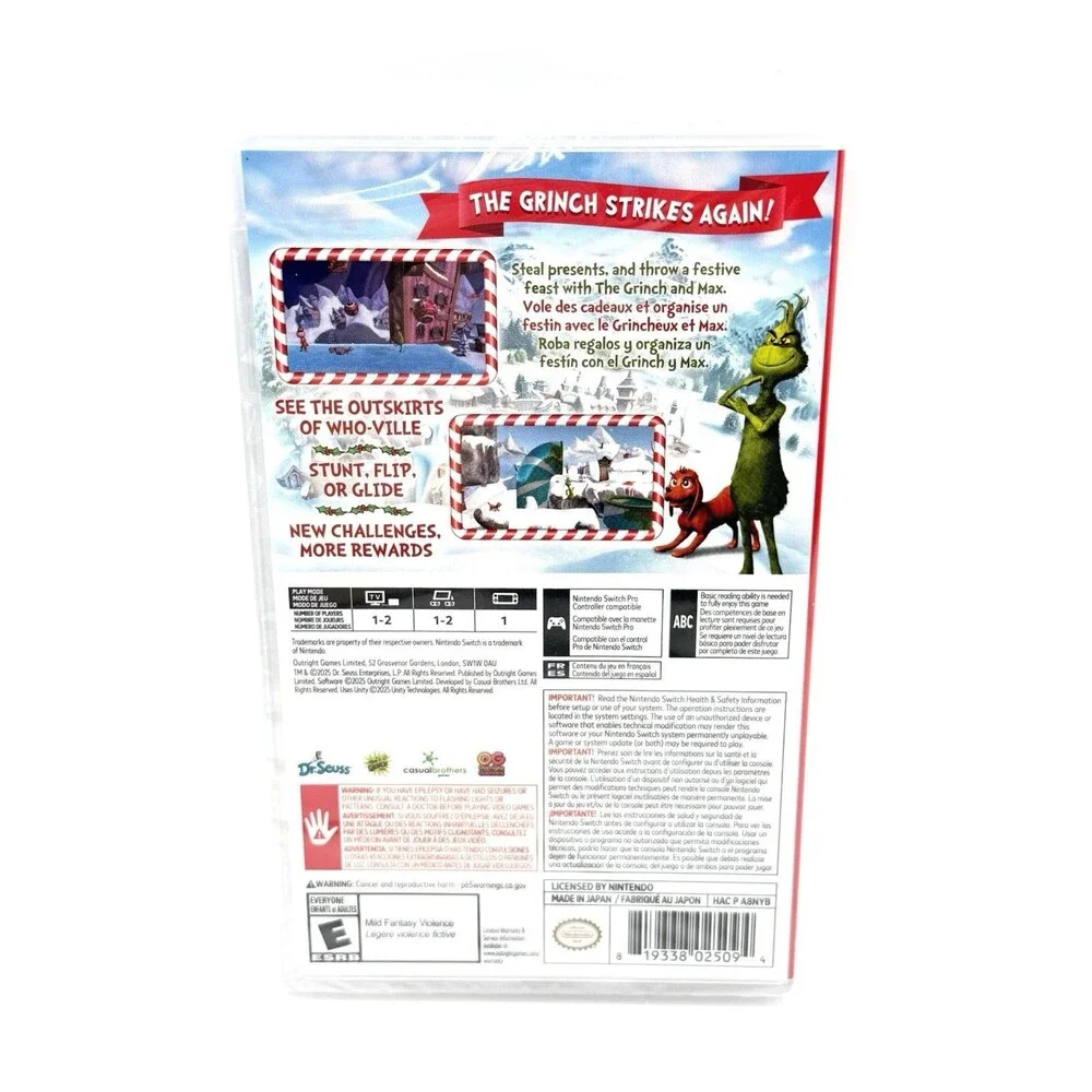 The Grinch Christmas Adventure Merry & Mischievous Edition Nintendo Switch - NEW